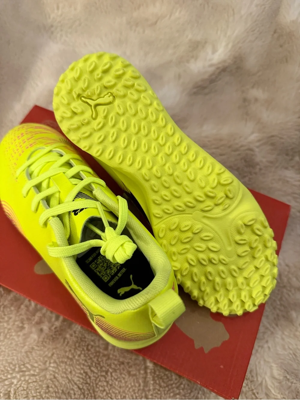 Puma Kids Neon Yellow Turf Soccer Sneakers